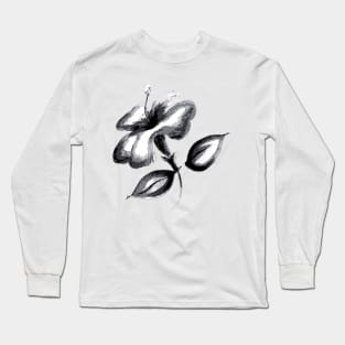 Monochromatic cayenne, black and white flower Long Sleeve T-Shirt